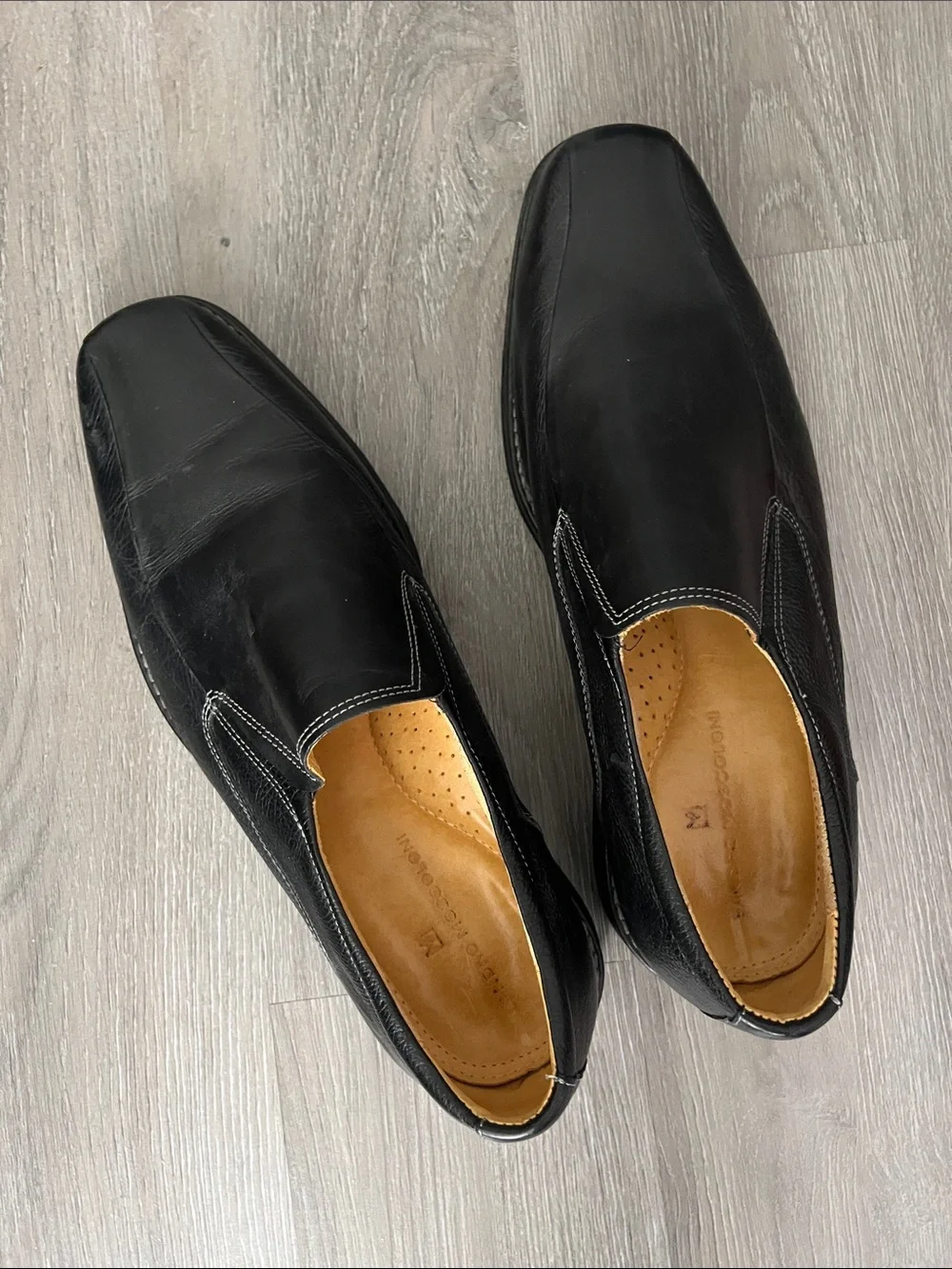 Sandro Moscolini Men's Black Size 12D Leather Slip-On Loafers